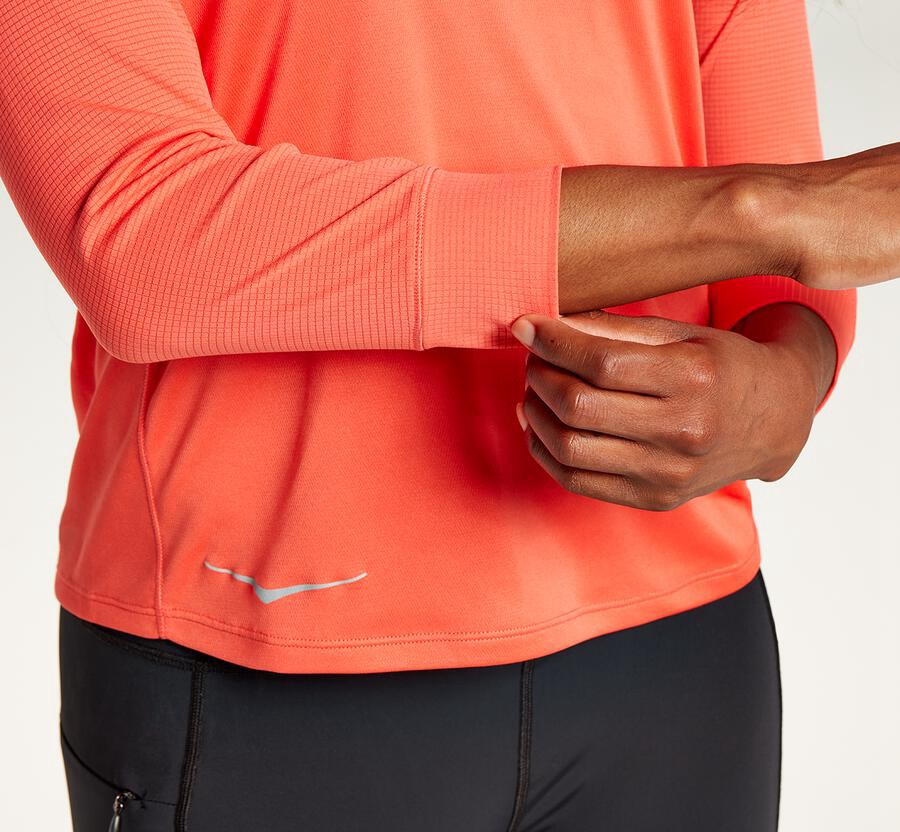 Hoka One One Top Damske Oranžové - Performance 3/4 Sleeve - 05321-FPAM